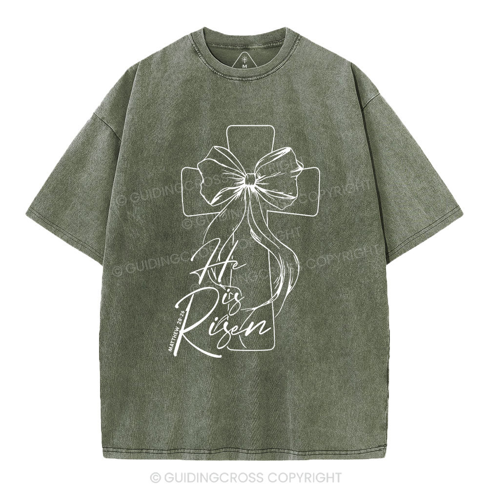 He Is Risen Christian Washed T-Shirt
